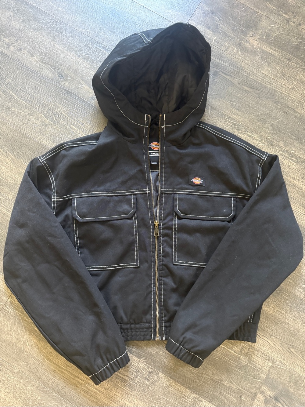 Dickies Black Hooded cropped jacket - Women’s Zip Front
